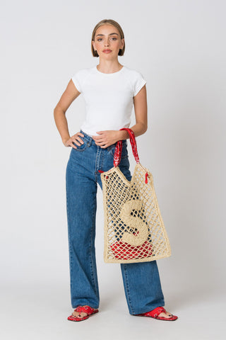 Winnie Initial Woven Bag
