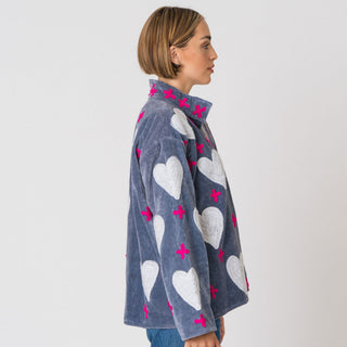 Embroidered Velvet Jacket - Grey Heart&Cross