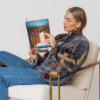 Embroidered Velvet Jacket - Petrol Snake