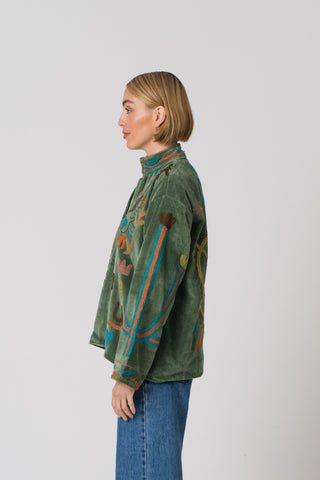 Embroidered Velvet Jacket - Green Snake "Faulty"