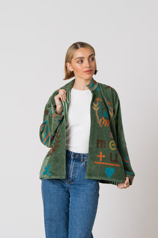 Embroidered Velvet Jacket - Green Snake "Faulty"