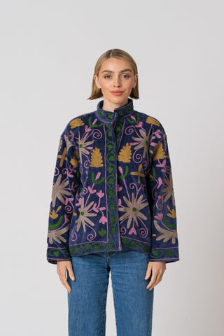 Embroidered Velvet Jacket - Multi pattern