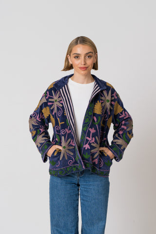 Embroidered Velvet Jacket - Multi pattern