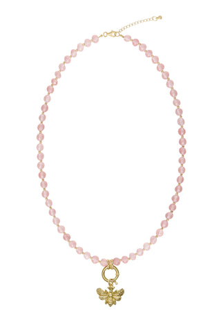 Sadie Charm Necklace - Rose Quartz