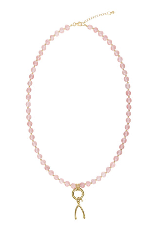 Sadie Charm Necklace - Rose Quartz