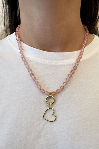 Sadie Letter Necklace - Rose Quartz