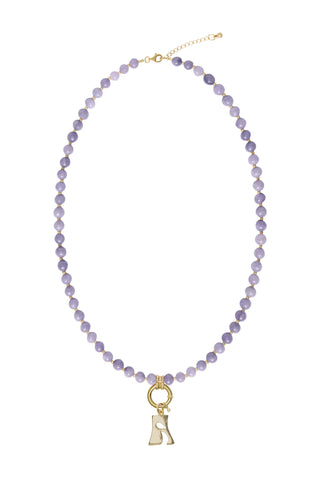 Sadie Letter Necklace - Purple Angelite