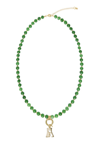 Sadie Letter Necklace - Green Jade