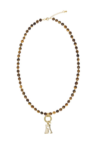 Sadie Letter Necklace - Brown Tiger Eye