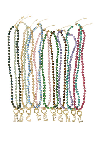 Sadie Letter Necklace - Yellow Jade