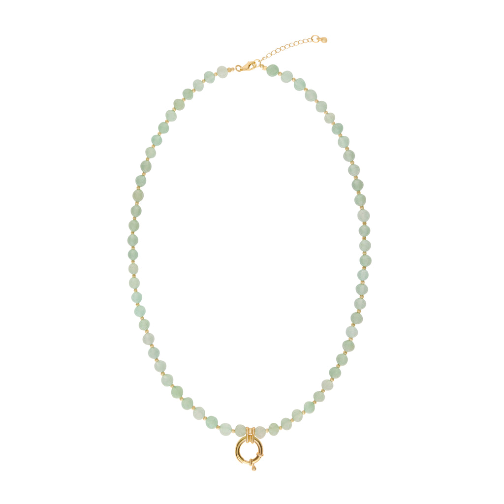 Sadie Letter Necklace - Light Green Aventurine
