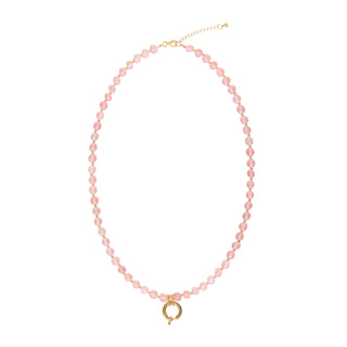 Sadie Charm Necklace - Rose Quartz