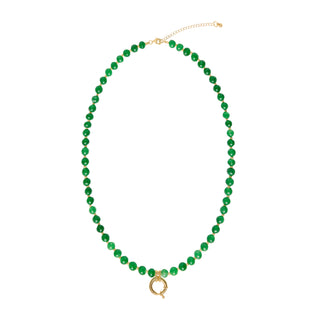 Sadie Letter Necklace - Green Jade