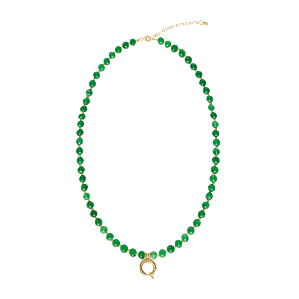 Sadie Letter Necklace - Green Jade