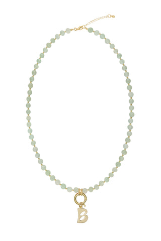 Sadie Letter Necklace - Light Green Aventurine