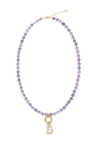 Sadie Letter Necklace - Purple Angelite