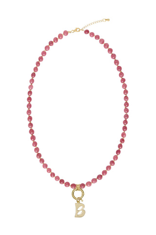 Sadie Letter Necklace - Red Ruby