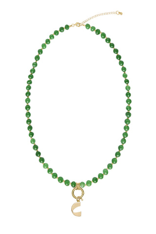 Sadie Letter Necklace - Green Jade