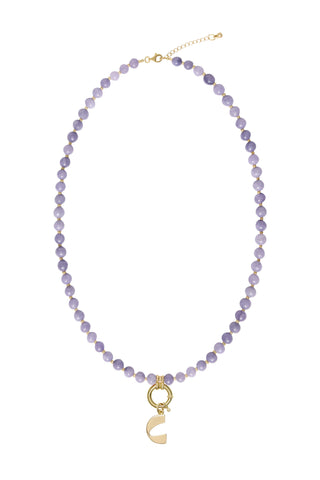 Sadie Letter Necklace - Purple Angelite