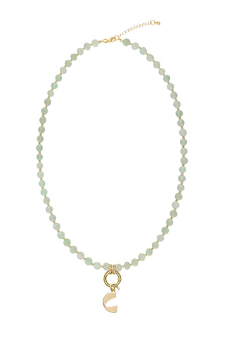 Sadie Letter Necklace - Light Green Aventurine