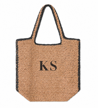 READY-TO-SHIP Personalised Oversized Raffia Bag 'KS'