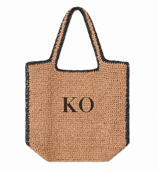 READY-TO-SHIP Personalised Oversized Raffia Bag 'KO'
