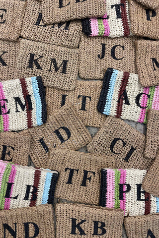 Personalised Raffia Clutch Bag