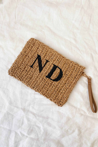 Personalised Raffia Clutch Bag