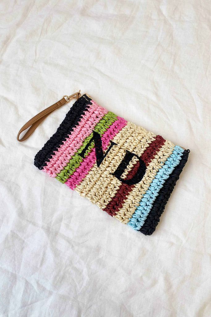 Personalised Raffia Clutch Bag