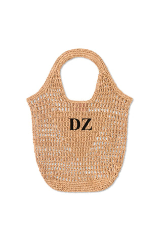 READY-TO-SHIP Personalised Raffia Bag Natural 'DZ'