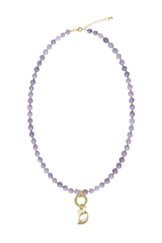 Sadie Letter Necklace - Purple Angelite