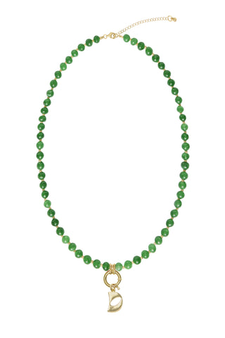Sadie Letter Necklace - Green Jade