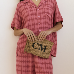 Personalised Raffia Clutch Bag