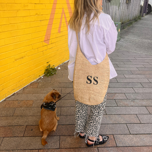 Personalised Raffia Bucket Bag - Olive