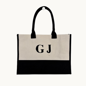 Canvas Tote - Cream & Black - 'GJ'