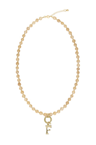 Sadie Letter Necklace - Yellow Jade
