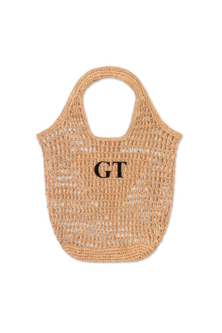 READY-TO-SHIP Personalised Raffia Bag Natural 'GT'