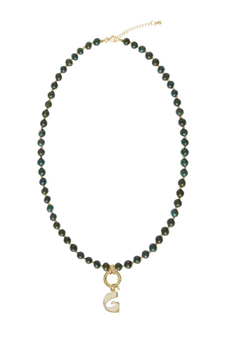 Sadie Letter Necklace - Blue Jade