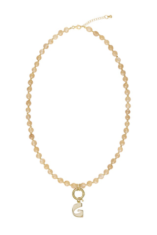 Sadie Letter Necklace - Yellow Jade