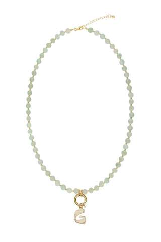 Sadie Letter Necklace - Light Green Aventurine