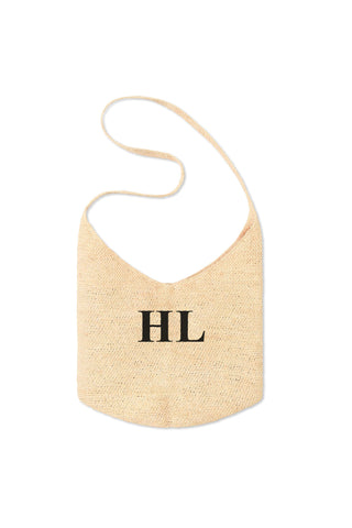READY-TO-SHIP Personalised Raffia Bucket Bag Olive 'HL'