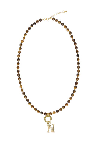 Sadie Letter Necklace - Brown Tiger Eye