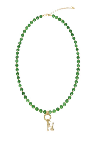Sadie Letter Necklace - Green Jade
