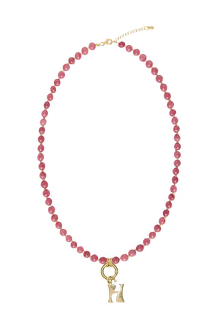 Sadie Letter Necklace - Red Ruby