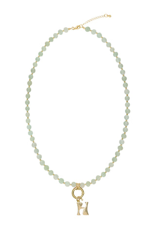 Sadie Letter Necklace - Light Green Aventurine