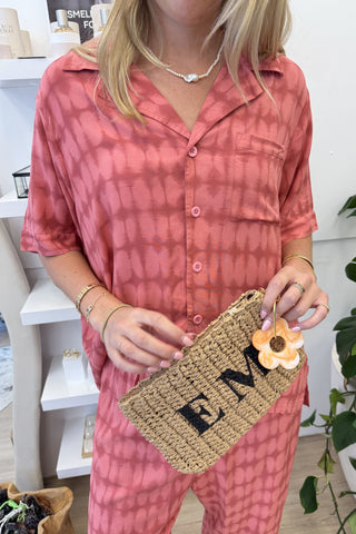 Personalised Raffia Clutch Bag