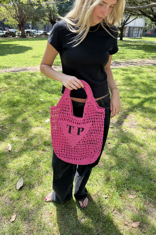 Personalised Woven Raffia Bag