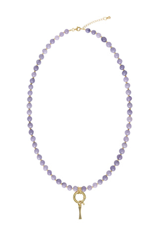 Sadie Letter Necklace - Purple Angelite