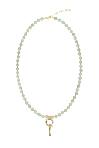 Sadie Letter Necklace - Light Green Aventurine