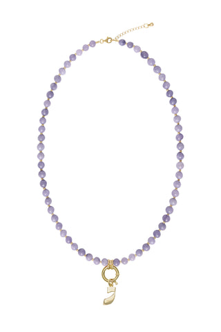 Sadie Letter Necklace - Purple Angelite